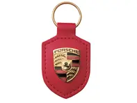 Porte-clés en cuir à crête Porsche, ROUGE - WAP0500920E
