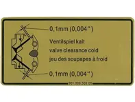 Aufkleber Einlass- und Auslassventilspiel. Porsche 911 / 914 / 964 - 90100650300 - 1601500106