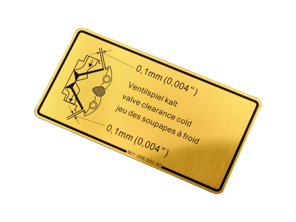 Etiqueta de liquidación de válvulas de entrada y escape. Porsche 911 / 914 / 964 - 90100650300 - 1601500106