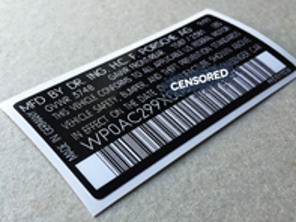 Autocollant de numéro VIN de bourrage de porte. Porsche 911 (993) 1993–1998 - 99370111226