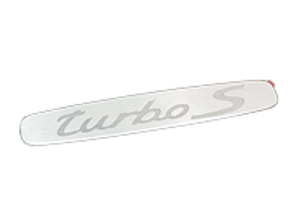 Placa con el logotipo para la cubierta interior de los umbrales laterales. Porsche 991 Turbo / Turbo S - 99155575304, 99155575307