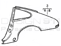 1/4-Panel-Coupé hinten. Porsche 911 1978-83 2.7L Carrera / SC - 91150306110GRV, 91150306210GRV