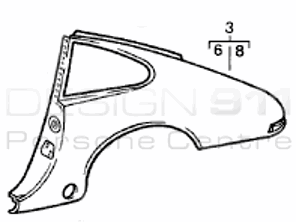 Rear 1/4 panel coupe. Porsche 911 1978-83 2.7L Carrera / SC - 91150306110GRV, 91150306210GRV