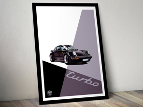 Affiche Porsche 911 930 Turbo dans un cadre noir