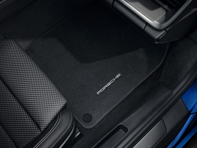 Floor mats with nubuck edging. Porsche 992 (911) RHD - Right hand drive - 9P5864435A, 9P5864435AOG6, 9P5864435AOH7, 9P5864435AOS1, 9P5864435AOS5, 9P5864435AOU6, 9P5864435AOX6