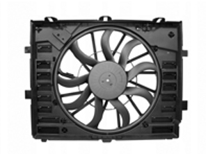 Water radiator air duct with fan. Porsche 958 Cayenne >>2014 - 95810606140, 95810606130, 95810606131, 958121203A