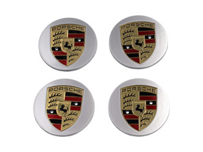 Wheel Caps with Coloured Crest for Porsche Macan (Set of 4) - 00004460511, 00004460711