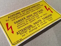 Danger High Voltage decal. Porsche 924 / 944 - 477000285