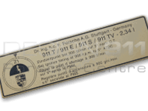 Autocollant de synchronisation du moteur. Porsche 911 T/E/S - 91100651100