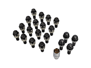 Kit de tornillos de rueda y pernos de bloqueo (hasta espaciadores de 7 mm) chapados en negro para Porsches modernos - 99636120302, 99636120301, 99636120300, WHT004676A, WHT006978, WHT010065A