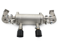 Race Exhaust switchable Porsche 991.2 Carrera in Titanium with Black Diamond tail pipe finish - DesignTek - 9P1251053A, 9P1251053C - TI/EX-PS991230T-2/101AT