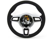 Steering wheel Black Alcantara / Platinum Grey. Porsche Cayman GT4 - 9P1419091AHRAG, 9P1419091FSRAG