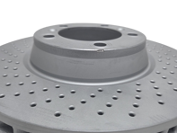 Beschädigte Bremsscheibe (Standardlackierung Z) vorne links. Passend für Porsche 996 / 997 / 991.2 / 992.1 / 718 Boxster / Cayman - 99635140904