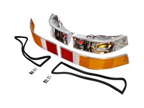 Blinker- und Glashecksatz mit CHROM-Randglas. Porsche 911 - 91163140333, 91163140433, 91163193900, 91163194000, 91163192303, 91163192403, 91163197100, 91163197101