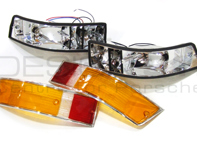 Indicator lamps and lens rear kit with CHROME rim lens. Porsche 911 - 91163140333, 91163140433, 91163193900, 91163194000, 91163192303, 91163192403, 91163197100, 91163197101