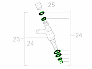 Dichtungssatz für Einspritzdüsen. Porsche 958 Cayenne / 970 Panamera HYBRID - 95811090100, 933.140, 95811090101, 95811090102
