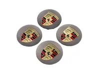 Radkappen Platinseide mit Wappen für Porsche (4er-Set) - 99104460021, 00004460533, 00004460723
