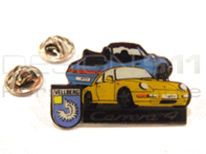 Pin's 'Porsche 911 Carrera 4' Jaune et Bleu