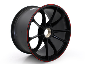 20-Zoll-Leichtmetallfelge hinten in Schwarz mit rotem Rand für Porsche 991 GT3 - 99136416882TR0, 99136416883, 99136416882TR0