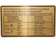 Autocollant Niveau d'huile moteur. Porsche 911 / 914 SPM - 90100650401 - 1601501206