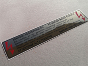 Danger High Voltage decal. Porsche 964 Turbo / 928 - 96470116300