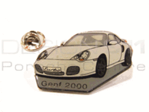 Pin Badge 'Porsche 996 Turbo - GENF 2000' White