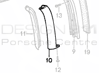 Cabriolet Hood (B) Pillar Seal, LEFT side. Porsche 944 - 94156151711, 94156151811, 94156151810, 94156151710