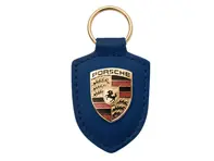 Porte-clés en cuir avec écusson Porsche, BLEU - WAP0500950E