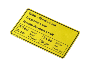 Sticker Tyre Pressure. Porsche 911 73-83 / 911 Turbo 75-77 - 90100650501